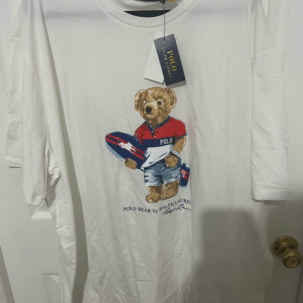 Ralph Lauren White Polo Surfer Bear Tee 3XLT NWT
